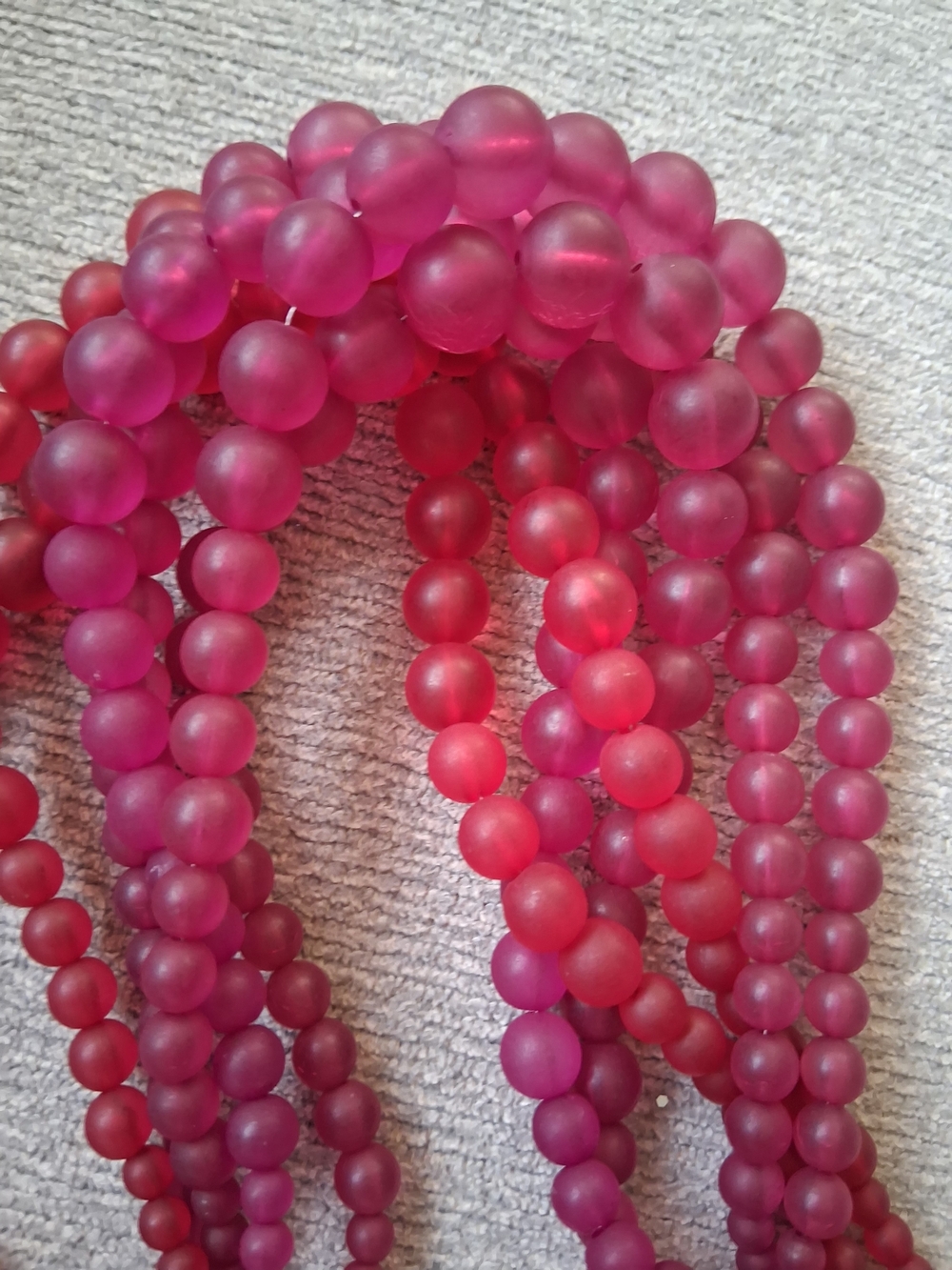 Cranberry Frosted Glass Bead Necklace - Women Jewelry